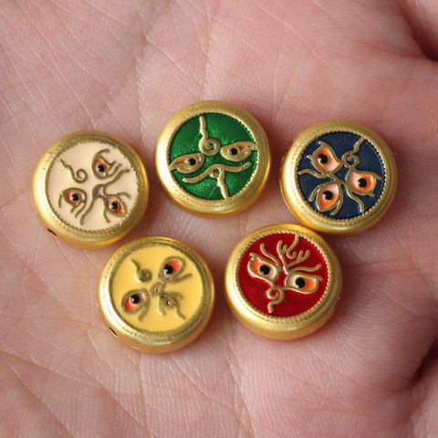 Etnische Indiase Stijl Boze Oog Legering Emaille Kralen Ronde Vergulde Spacer Charms Voor DIY Ketting Armband Sieraden Maken