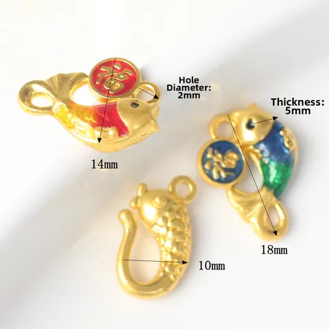 DIY Jewelry Making Charms Alloy Koi Fish Pendants With Fu Character Enamel Goldfish Connectors For Necklace Bracelet Crafts