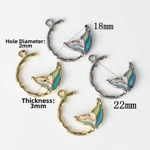 Minimalist Alloy Enamel Mermaid Tail Charms For DIY Necklace Bracelet Jewelry Making Gradient Fish Tail Pendants For Women