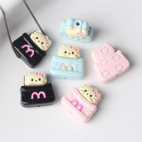Kawaii Alloy Cat Beads Enamel Cartoon Kitty Charms For DIY Necklace Bracelet Crafting Jewelry Making Accessories Letter M Pendant