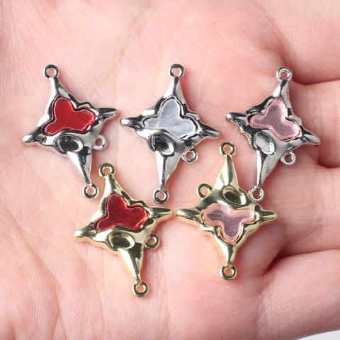 Alloy Resin Inlaid Cross Star Jewelry Connector Pendant Charms For DIY Necklace Bracelet Making Jewelry Accessory