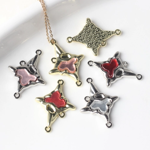 Alloy Resin Inlaid Cross Star Jewelry Connector Pendant Charms For DIY Necklace Bracelet Making Jewelry Accessory