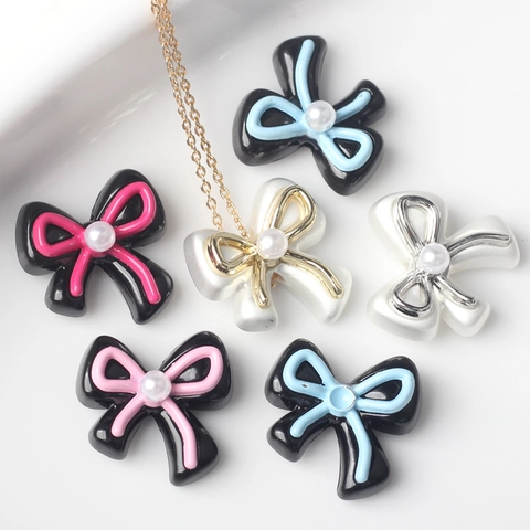 Alloy Resin Bowknot Imitation Artificial Pearl Spacer Beads For DIY Jewelry Making Bracelet Necklace Earring Decorative Findings
