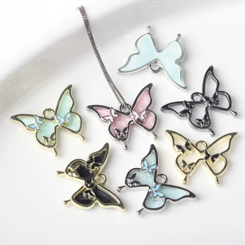 Schmetterling Legierung Emaille Anhänger Für Schmuckherstellung DIY Halsketten Armbänder Ohrringe Vergoldet Versilbert Schmuckzubehör