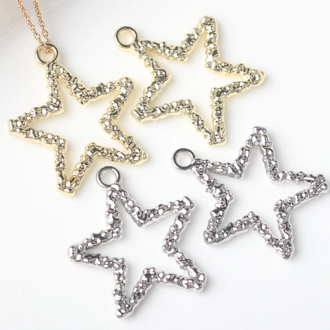 Minimalist Alloy Star Pendant Only Without Chain For DIY Necklace Bracelet Hammered Metal Hollow Star Jewelry Accessories