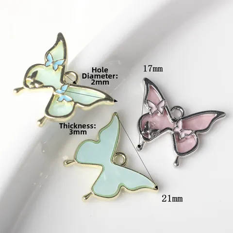 Schmetterling Legierung Emaille Anhänger Für Schmuckherstellung DIY Halsketten Armbänder Ohrringe Vergoldet Versilbert Schmuckzubehör