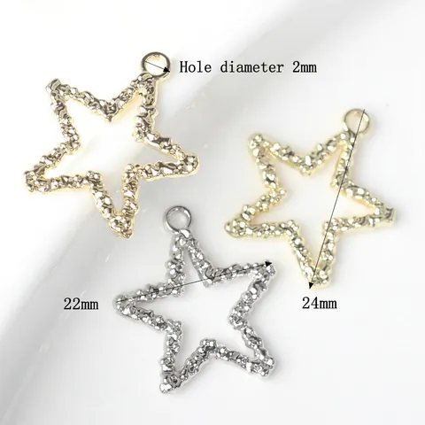 Minimalist Alloy Star Pendant Only Without Chain For DIY Necklace Bracelet Hammered Metal Hollow Star Jewelry Accessories