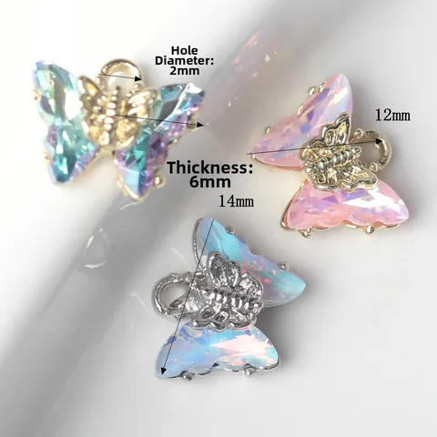 Alloy Synthetic Crystal Butterfly Charms For DIY Jewelry Making Necklaces Bracelets Earrings Accessory Butterfly Pendants