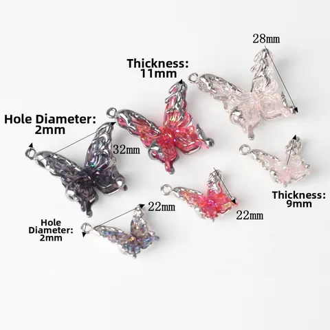 Butterfly Pendant Charm Alloy Resin Iridescent Inlay Liquid Metal Style DIY Jewelry Finding For Necklace Bracelet Accessories