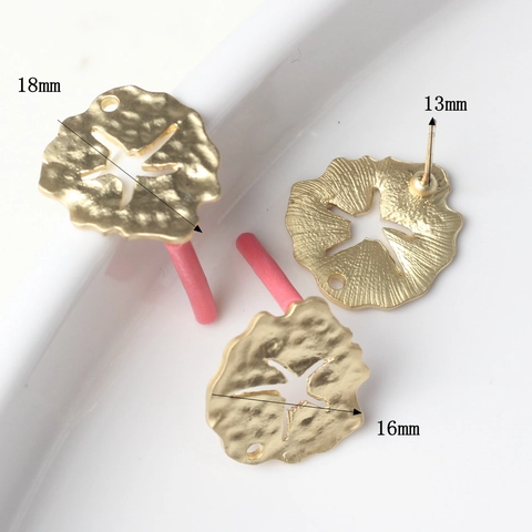 Clous d'Oreilles Minimalistes en Alliage Feuille de Lotus Avec Tige en Argent Sterling 925 Martelé Étoile Évidée DIY Bijoux