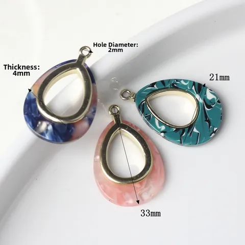 Minimalist Teardrop Acetate Resin Alloy Pendants Marbled Tortoise Shell Charms For DIY Jewelry Making Earrings Necklace Women