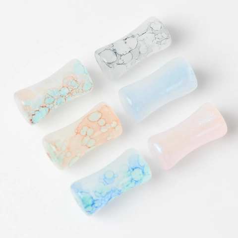 Simple Alloy Bamboo Knot Shape Painted Beads DIY Jewelry Making Accessories Marble Pattern Art Ink Wash Ear Plugs Spacers