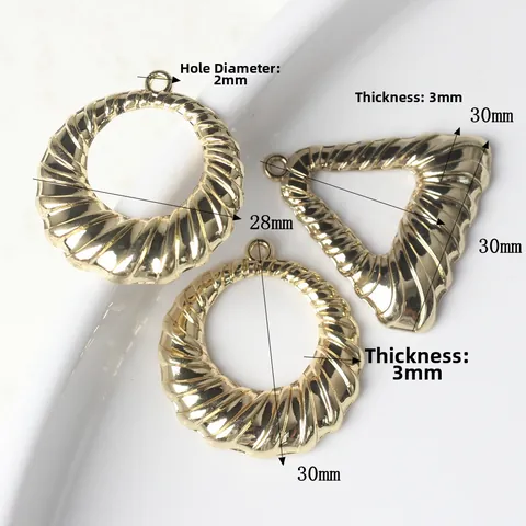 Legierung Geometrische Spiraltextur Anhänger Vergoldet Rund Dreieck Charms Für DIY Schmuckherstellung Halsketten Ohrringe Zubehör