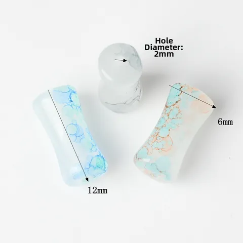Eenvoudige Legering Bamboeknoop Vorm Gelakte Kralen DIY Sieraden Maken Accessoires Marmerpatroon Kunst Ear Plugs Verdelers