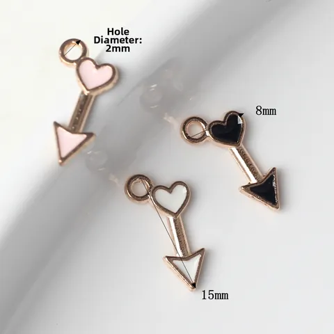 Simple Alloy Enamel Heart Arrow Pendants Drip Oil Cupid Charms For DIY Necklace Bracelet Making Women Jewelry Findings