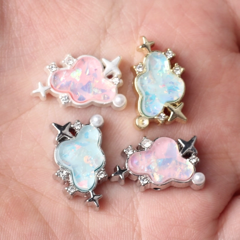 Cuentas de Joyería en Forma de Nube Irisada Aleación Resina Strass Perlas Artificiales Dijes Para Pulsera Collar Joyería DIY