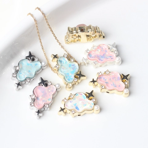 Cuentas de Joyería en Forma de Nube Irisada Aleación Resina Strass Perlas Artificiales Dijes Para Pulsera Collar Joyería DIY
