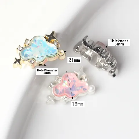 Perles de Bijoux en Forme de Nuage Irisé en Alliage Résine Strass Perles Artificielles Breloques Pour Bracelet Collier DIY