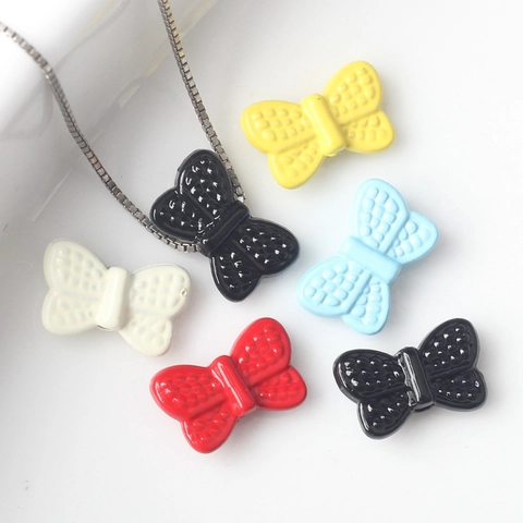 Alloy Painted Bow Knot Beads Colorful Butterfly Shape Jewelry Making Charms For Necklace Bracelet Handcraft DIY Accessories