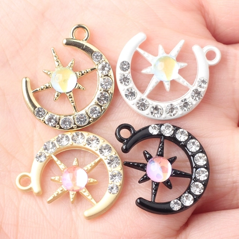 Einfache Legierung Mond Stern Anhänger Zinklegierung Strass Charms Für DIY Armband Halskette Herstellung Schmuckzubehör