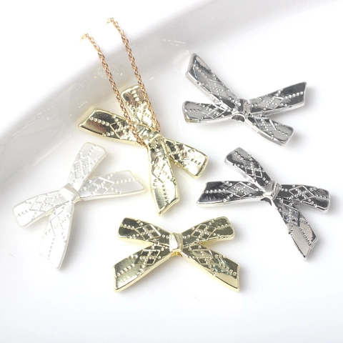 Zinc Alloy Bow Knot Charms For Jewelry Making DIY Bowknot Pendants For Necklace Bracelet Making Electroplated Gold Silver Charms