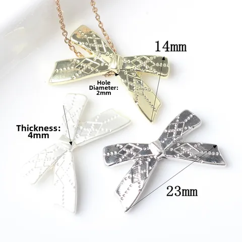 Zinc Alloy Bow Knot Charms For Jewelry Making DIY Bowknot Pendants For Necklace Bracelet Making Electroplated Gold Silver Charms