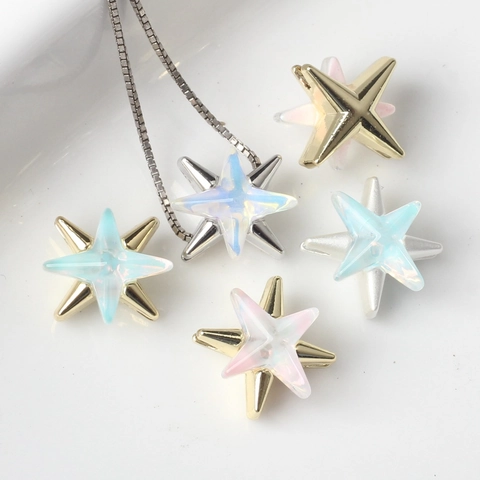 Vintage Zinc Alloy Star Beads For Jewelry Making Dreamy Resin Inlaid Hexagram Pendants DIY Necklace Bracelet Accessories