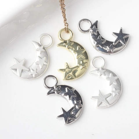 Minimalistische Zinklegierung Mond Stern Anhänger DIY Armband Halskette Schmuckherstellung Zubehör Galvanisierte Himmlische Charms Metallteile