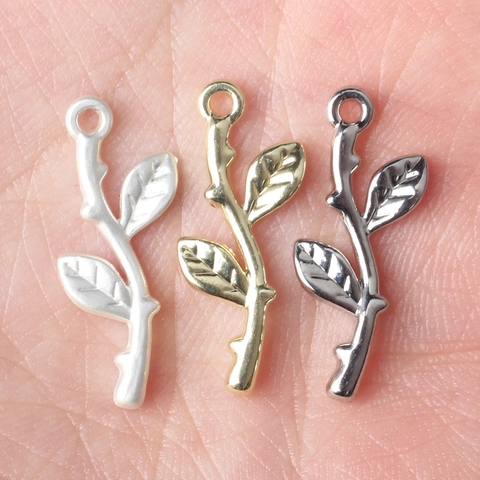 Minimalistische Zinklegierung Baumzweig Blatt Anhänger Charme Für DIY Halskette Armband Herstellung Zubehör Natur Inspiriert Schmuck