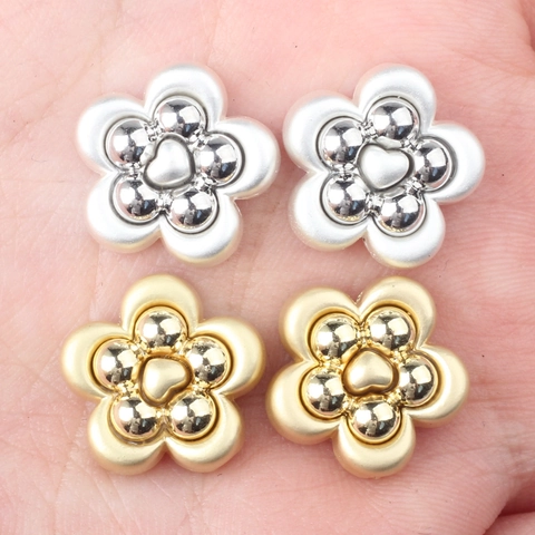 Vintage Alloy Flower Beads With Heart Pattern DIY Bracelet Necklace Jewelry Making Finding Flower Shaped Electroplated Spacers