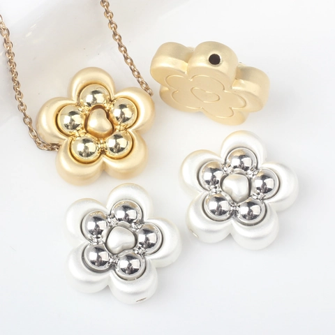 Vintage Alloy Flower Beads With Heart Pattern DIY Bracelet Necklace Jewelry Making Finding Flower Shaped Electroplated Spacers