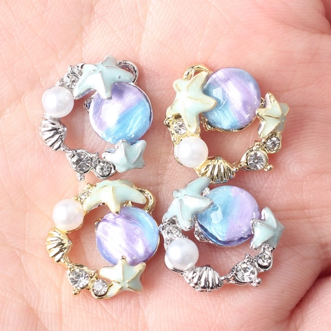 Pendentif en Alliage Étoile de Mer Coquillage Thème Océan Avec Strass Perle Artificielle pour DIY Fabrication de Bijoux Accessoires