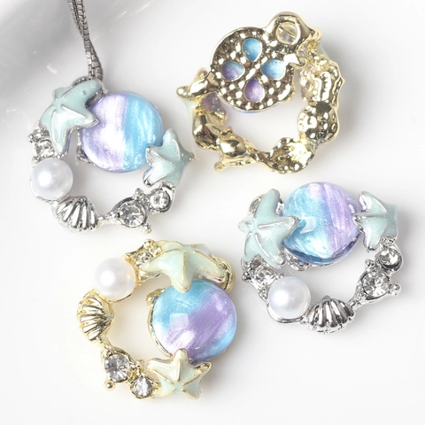 Pendentif en Alliage Étoile de Mer Coquillage Thème Océan Avec Strass Perle Artificielle pour DIY Fabrication de Bijoux Accessoires