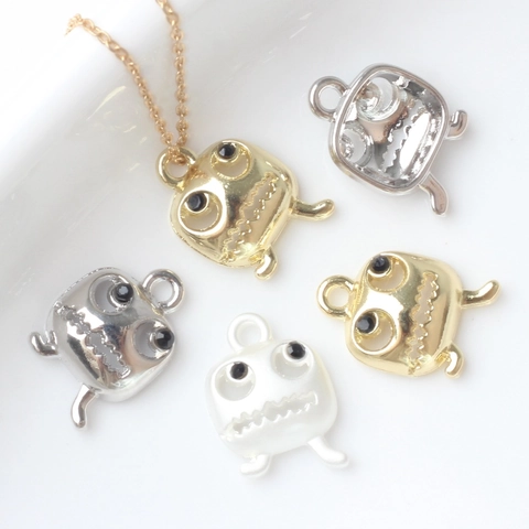 Cartoon Monster Ghost Face Alloy Pendant Halloween Spooky Charms For DIY Necklace Bracelet Rhinestone Jewelry Accessory