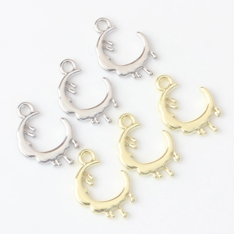 Irregular Molten Liquid Metal Crescent Moon Charms Alloy Drip Oil Pendants For DIY Earring Necklace Bracelet Jewelry Making Accessories
