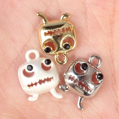 Cartoon Monster Ghost Face Alloy Pendant Halloween Spooky Charms For DIY Necklace Bracelet Rhinestone Jewelry Accessory