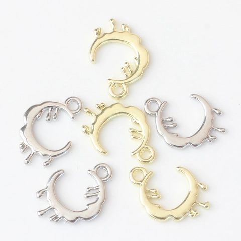 Irregular Molten Liquid Metal Crescent Moon Charms Alloy Drip Oil Pendants For DIY Earring Necklace Bracelet Jewelry Making Accessories