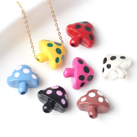 Zinc Alloy Mushroom Beads Colorful Enamel Polka Dot Loose Spacer Beads For DIY Bracelet Necklace Jewelry Making Accessories