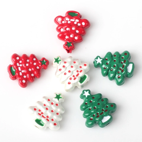 Legering Kerstboom Losse Kralen Emaille Feestelijke Druppelolie Tussenkralen Voor DIY Armband Ketting Sieraden Maken