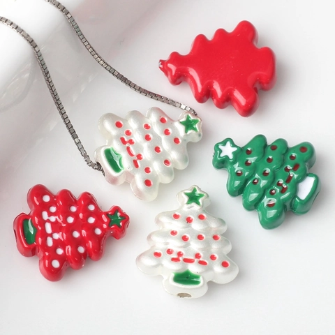 Legering Kerstboom Losse Kralen Emaille Feestelijke Druppelolie Tussenkralen Voor DIY Armband Ketting Sieraden Maken