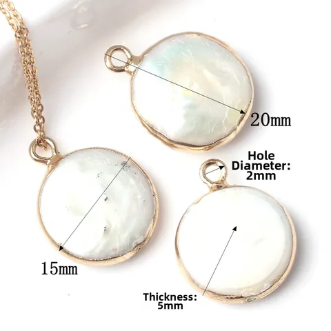 Ciondolo Tondo in Perla Artificial Barocca Naturale Placcato Oro Argento Charms in Lega di Zinco per Creazione Fai da Te di Collane Bracciali Orecchini