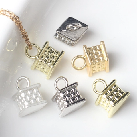 Minimalist Zinc Alloy 3D Rhombus Cube Pendants Woven Texture Geometric Charms For DIY Necklace Bracelet Jewelry Making Accessories
