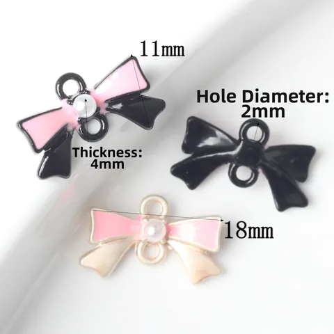 Pendentif Connecteur Nœud Papillon en Alliage de Zinc Avec Perle Artificielle Émail Accessoires de Bijoux DIY pour Bracelet Collier
