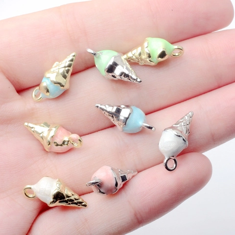 Zinc Alloy Mini Ice Cream Cone Pendants Colorful Enamel Drip Oil Charms For DIY Earring Necklace Bracelet Jewelry Accessories