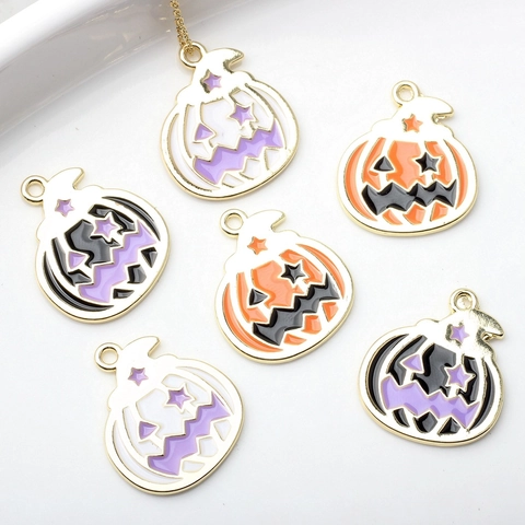 Colgante de Aleación de Zinc con Cara de Fantasma de Calabaza de Halloween para Fabricación de Joyas DIY Accesorios Adorno de Fiesta