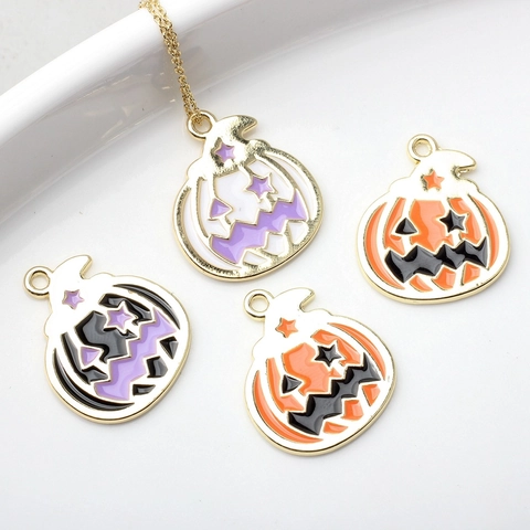 Colgante de Aleación de Zinc con Cara de Fantasma de Calabaza de Halloween para Fabricación de Joyas DIY Accesorios Adorno de Fiesta