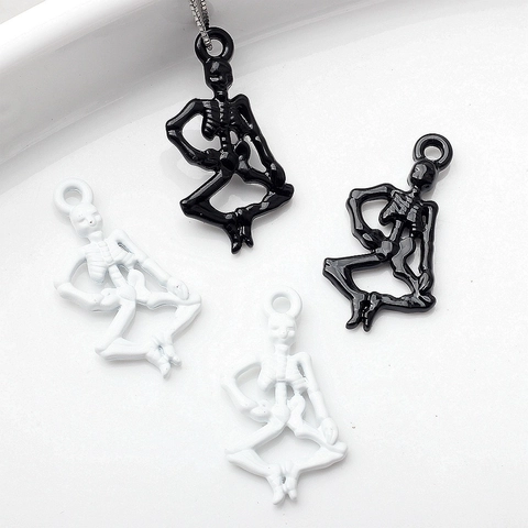 Ciondoli a Teschio in Lega di Halloween per la Creazione di Gioielli Fai-da-te Ciondoli per Collana Braccialetto Nero Bianco