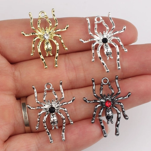 Ciondoli a Forma di Ragno in Lega Con Strass Perla Artificial d'Imitazione Gotico Halloween Ciondoli per DIY Gioielli Collane Accessori