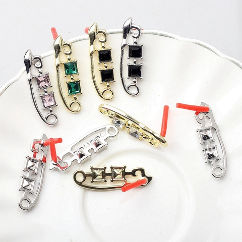 Componenti per Orecchini a Spilla da Balia in Lega di Zinco Con Strass Quadrati Intarsiati Accessori per Gioielli DIY
