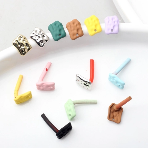 Colorful Zinc Alloy Geometric Wavy Texture Earring Posts Findings For DIY Jewelry Making Handmade Earring Crafting Components